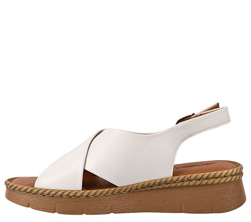 Sandale casual, dama, PASS COLLECTION, KL60020D alb, piele naturala